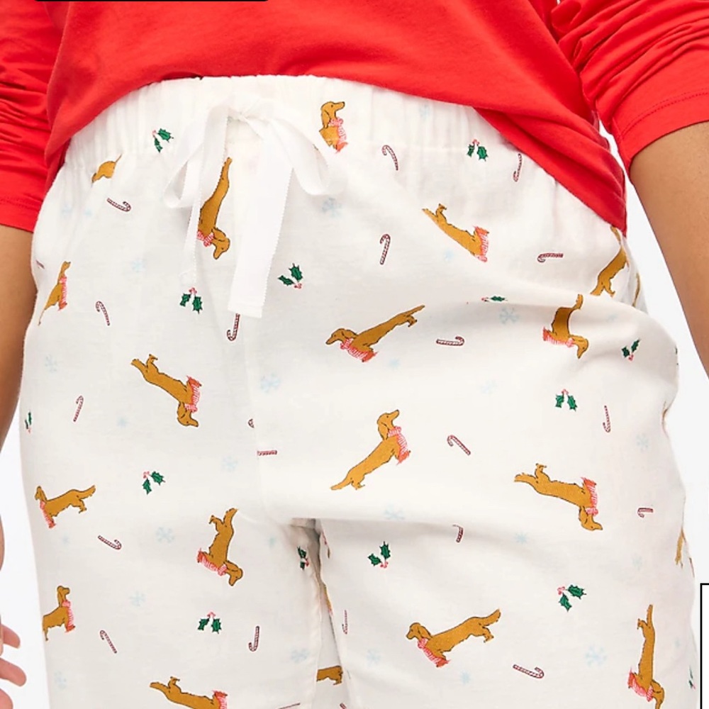 NWT J. Crew Factory flannel pajama pants, size XS petite, cute holiday dogs 🐶 - Picture 2 of 8